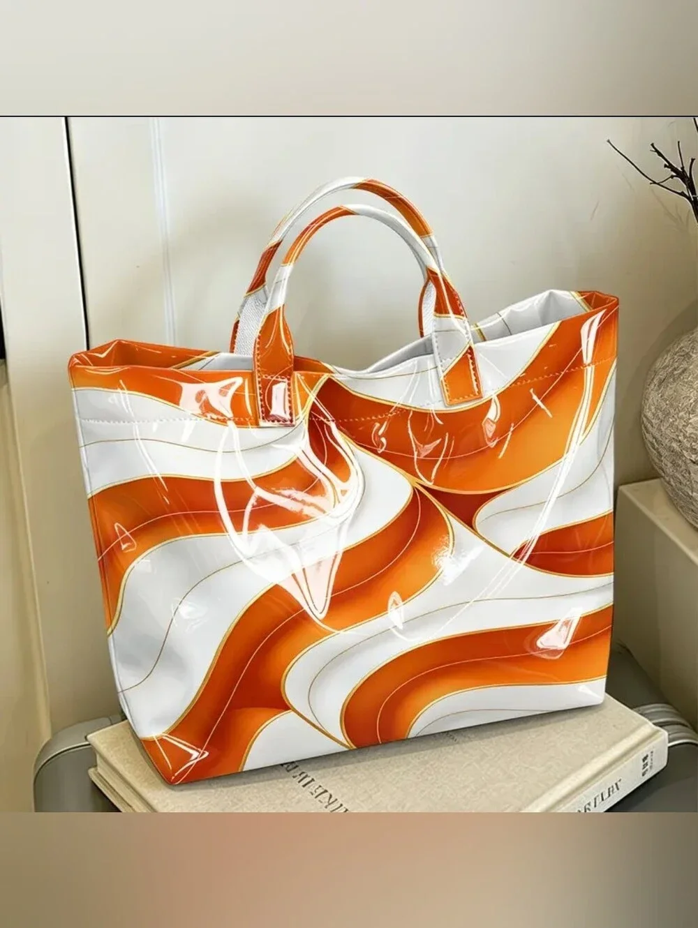 Women Marble Abstract Elegant Tote Bag Large Size